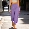 thumbnail image 6 of Capri Pants for Women High Waist Workout Yoga Pants with Pockets Lightweight Wide Leg Cropped Trousers Loungewear, 6 of 7