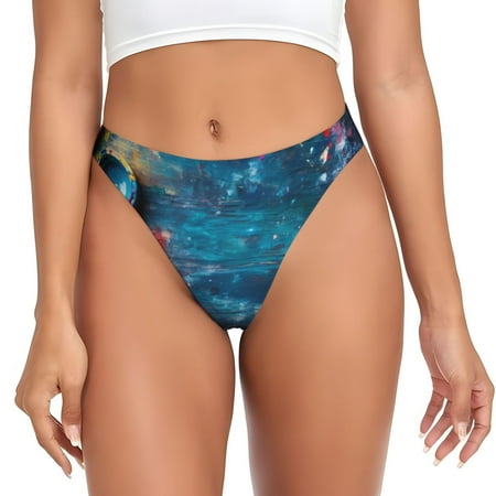 Qokaie Abstract Colorful Art Supplies Printed Women s Cotton Thong Underwear  Sexy Breathable Panties G-string-4X-Large