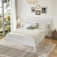 thumbnail image 2 of VECELO Queen Size Platform Bed Frame, Metal Bed Frame with Wooden Headboard, Heavy Duty Slats Support, No Box Spring Needed, Under-Bed Storage, White, 2 of 7