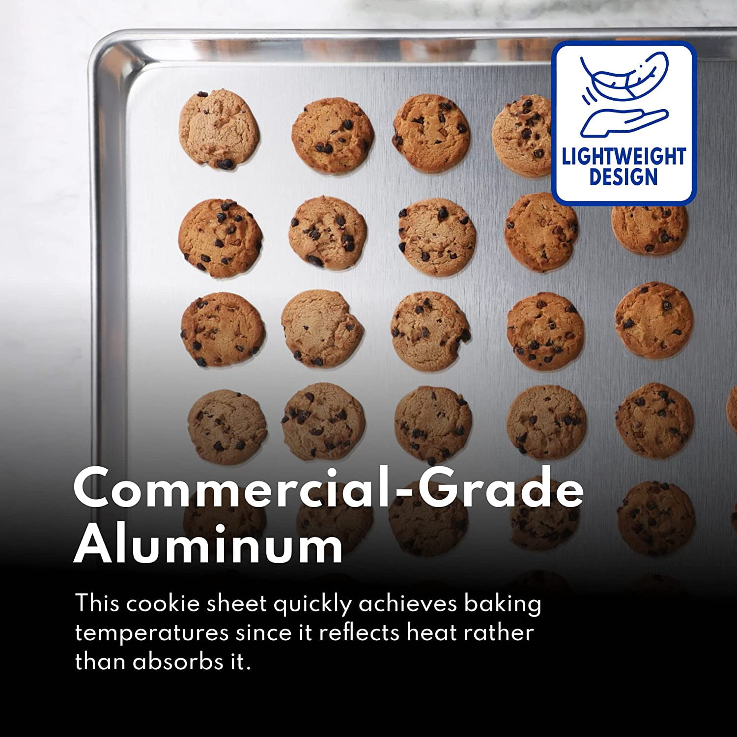 New Star Foodservice 36749 Commercial-Grade 16-Gauge Aluminum Sheet Pan/Bun  Pan, 18 L x 26 W x 1 H (Full Size)