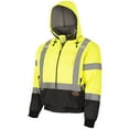 thumbnail image 2 of Pioneer High Visibility Safety Bomber Jacket for Rain, Hi Vis, Waterproof, Reflective, ANSI Class 3, Work Rain Gear Security Coat, Detachable Hood for Men, Yellow/Black, V1130460U-XL, 2 of 4