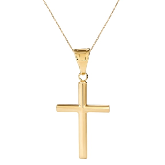 Amanda Rose Collection 14k Yellow Gold Cross Pendant Necklace for Women on a 20 inch 14K Yellow Gold Chain