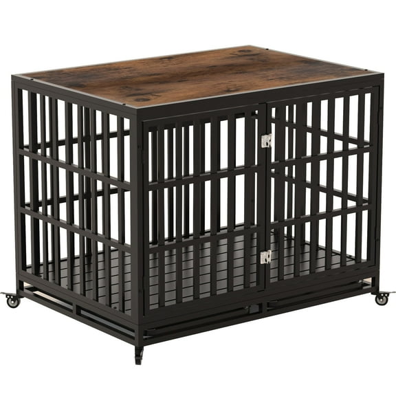 XZENAN 42 inch Heavy Duty Dog Crate Furniture Wood Cage for Large High Anxiety Dogs