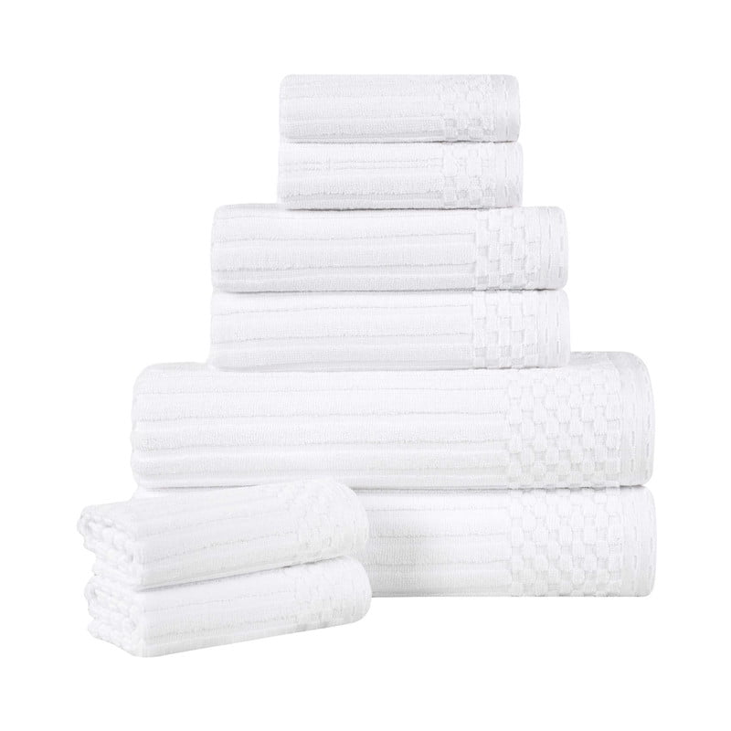 Superior Soho Ribbed Cotton 8-Piece Assorted Towel Set, White