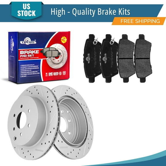 YXPCARS 6PCS Brake Kits, Front Drilled & Slotted Brake Rotors   Ceramic Brake Pads Kit for 2005 - 2012 Nissan Pathfinder (531429 1101)