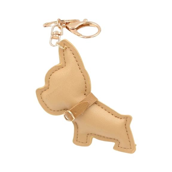 PU1eatherKeychain Stylish Bulldog Pet Charm Keyring for Car and Bag Decoration