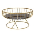 thumbnail image 2 of Cesta de fruta redonda de gran capacidad, soporte de cuenco de fruta de metal hueco para postre, aperitivos, pan L, fondo negro con rayas doradas, 2 of 10
