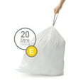 thumbnail image 2 of simplehuman Code E Custom Fit Drawstring Trash Bags in Dispenser Packs, 60 Count, 20 Liter / 5.3 Gallon, White, 2 of 4