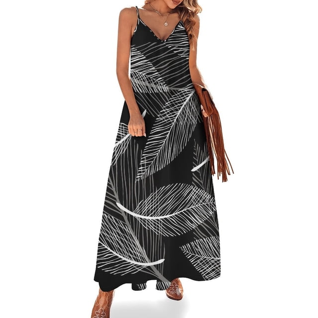 Vestido de hojas verdes con piñas de Navidad, vestido largo sexy con tirantes, estilo callejero, vestidos largos informales, vestidos de primavera con cuello en V y gran tamaño