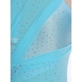 thumbnail image 5 of Aislor Women's Lyrical Dance Flower Applique Halter Strappy Asymmetric Flowy Tulle Skirt Contemporary Dress Light Blue M, 5 of 7