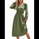 thumbnail image 1 of Vestido Mini de Larga con Escote en V para Mujer, Corte A, Cintura Alta, Informal, Fluido, Ideal para Invitadas A Cócteles y Bodas. Verde L, 1 of 9