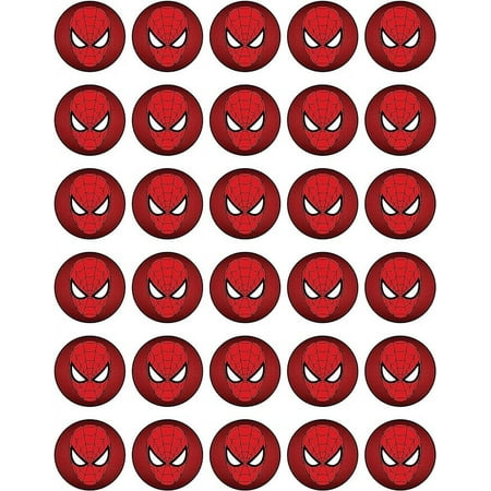 30 x Edible Cupcake Toppers Themed of Spiderman Face Collection of Edible Cake Decorations | Uncut Edible on Wafer Sheet