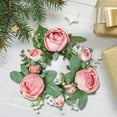 thumbnail image 4 of JWshufel Christmas Garland Mini Artificial Rose Candle Ring Full Realistic Floral Wreath for Wedding Centerpiece Home Door and Mantel Holiday Decor Festive Gift Idea 7.9in Pink, 4 of 6