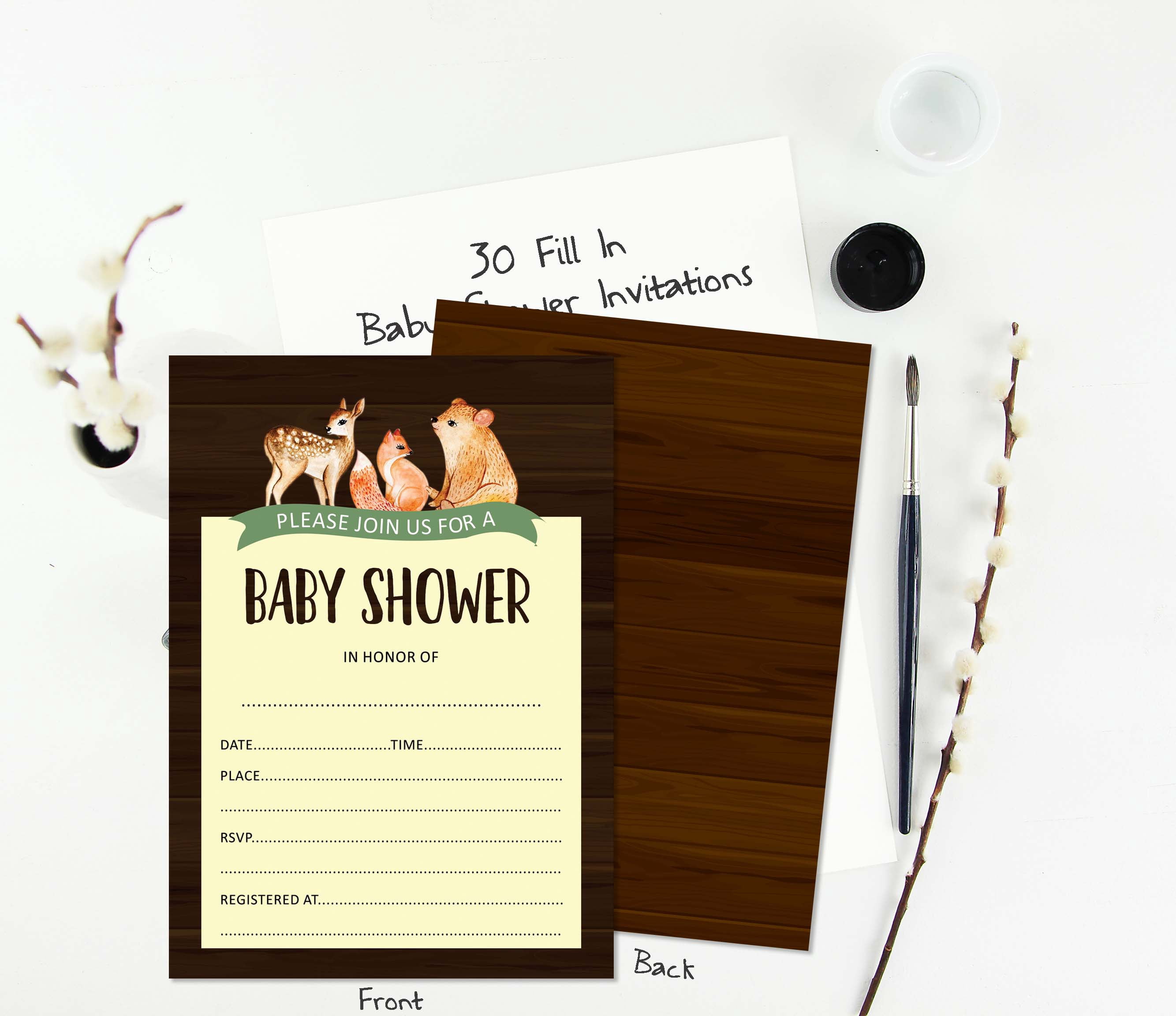 Inkdotpot 30 Fill In StyleBaby Shower Invitation Cards Jungle Animals Its a Boy Its a Girl Blank Invites