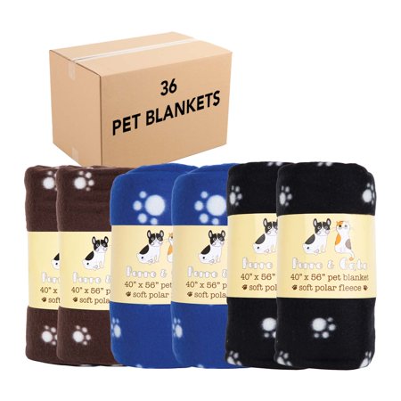 Perro & Gato Pet Blankets (Case of 36)  Dog Paw Patterns  40x56  Soft Polar Fleece