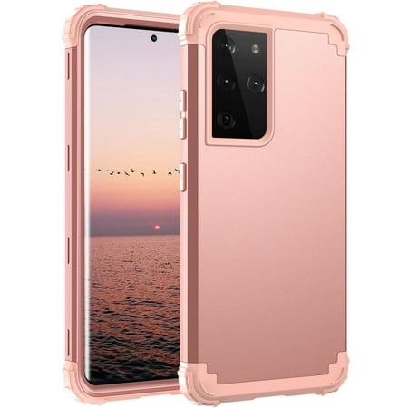 Galaxy S21 Ultra Case, S21 Ultra Case, Allytech Silicone PC Reinforced Shockproof Anti-scratch Drop Protection Lightweight Back Cover Case for Samsung Galaxy S21 Ultra, Rosegold