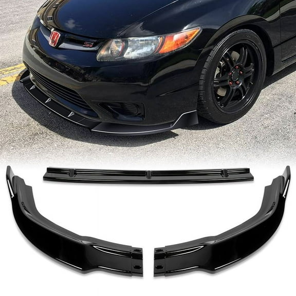 Stay Tuned Performance 3 Piece Front Bumper Spoiler Lip,Black, for 2006-2008 Honda Civic Coupe