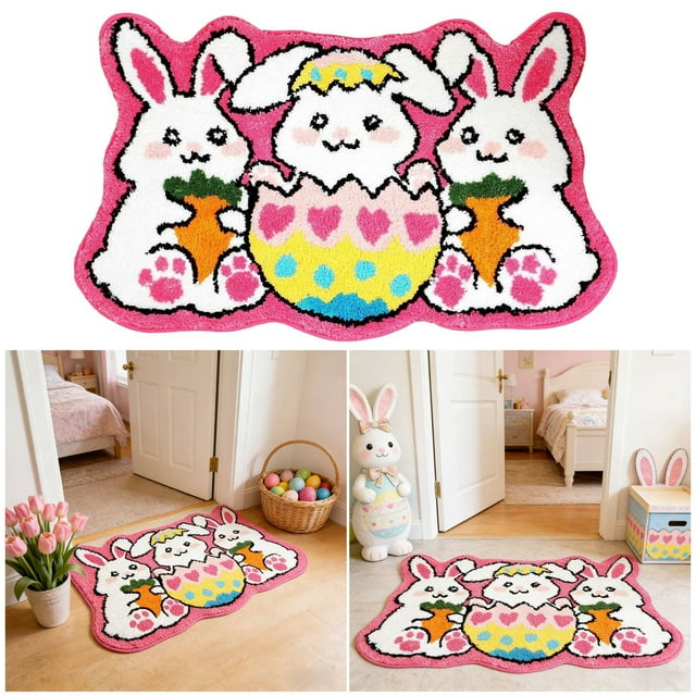 zhangmingg Easter Doormat Soft Welcome Rug Decorative Floor Mat for Holiday Party Indoor Outdoor Use
