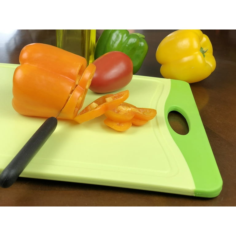 Raj Plastic Cutting Board Reversible Cutting board, Dishwasher Safe, Chopping  Boards, Juice Groove, Large Handle, Non-Slip, BPA Free (17.4 x 11.81) and  (14.37 x 9.84) - Green 