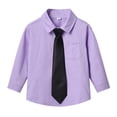 thumbnail image 2 of AHTJRT Kids Dress Shirt Boys Girls Long Sleeve Lapel Button Down Pocket Tee Tops with Matching Tie Party Prom Wedding Purple 2-3 Years, 2 of 7