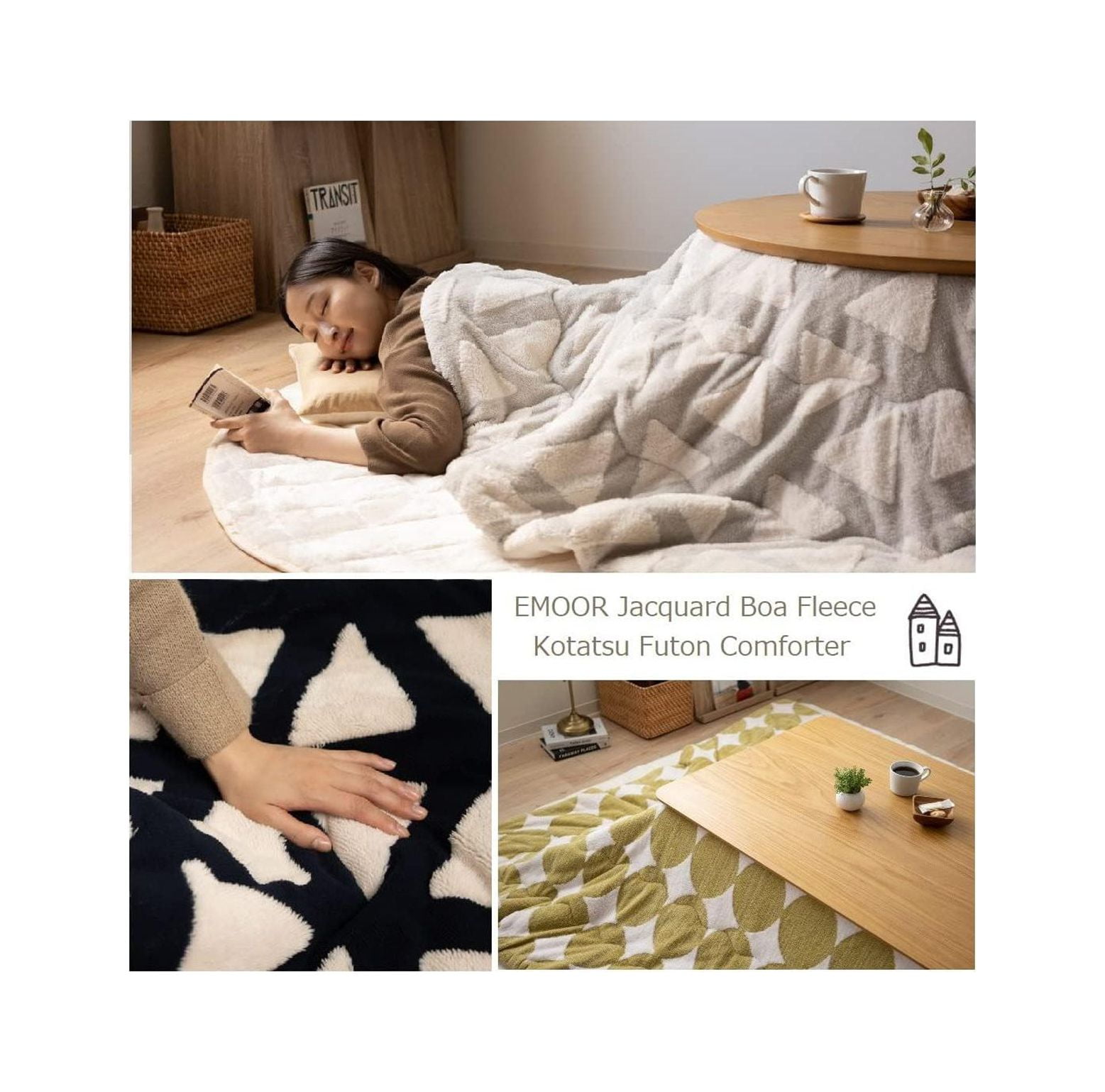 CodYinFI Jacquard Boa Fleece Kotatsu Futon Comforter Soft Fluff