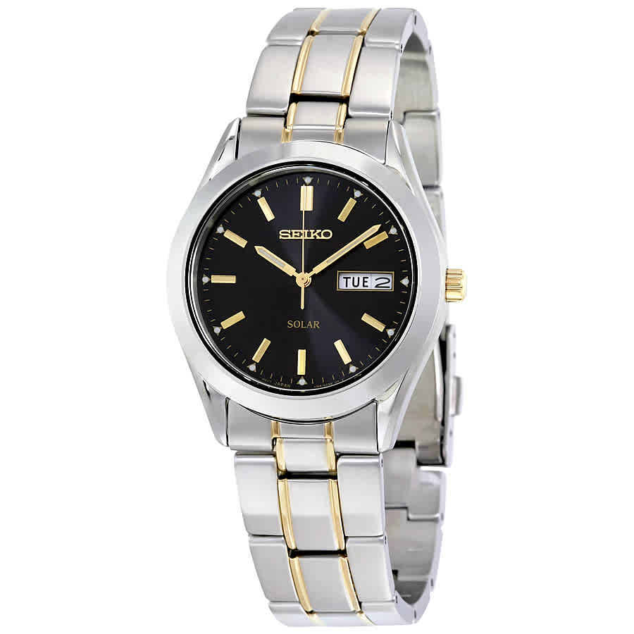 Seiko Seiko Men s Solar Black Dial Two Tone 10 Month Power Seiko Seiko Men s Solar Black Dial Two Tone 10 Month Power