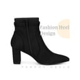 thumbnail image 3 of BLISSFUL STEP Pointed Toe Bow Block Heel Ankle Boots for Women, 3 of 5