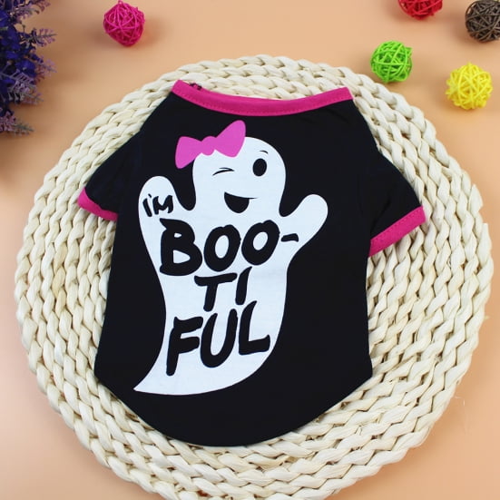 Halloween Dog Cat Puppy Cute Bone Printed Short Sleeve Shirt Costume Clothes New 