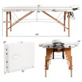 thumbnail image 2 of Patiojoy Portable Massage Table Adjustable Spa Bed Wooden Legs with Face Cradle & Carry Case White, 2 of 7