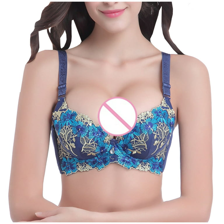 Hesxuno Push Up Bras Womans Fashion Embroidery Comfortable Push Up Hollow  Out Bra Underwear 
