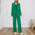 thumbnail image 2 of Lounge Sets for Women, Women's Elegant Slim Fit And Wide Leg Pants Suit Set Business Formal Outfit Two Piece Trousers, Suits(Green,4XL), 2 of 8