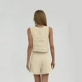 thumbnail image 4 of Mohiass Womens 2 Piece Outfits Linen Matching Sets Sleeveless Crop Tank Tops and High Waist Lounge Shorts with Pockets Beige 2XL, 4 of 6