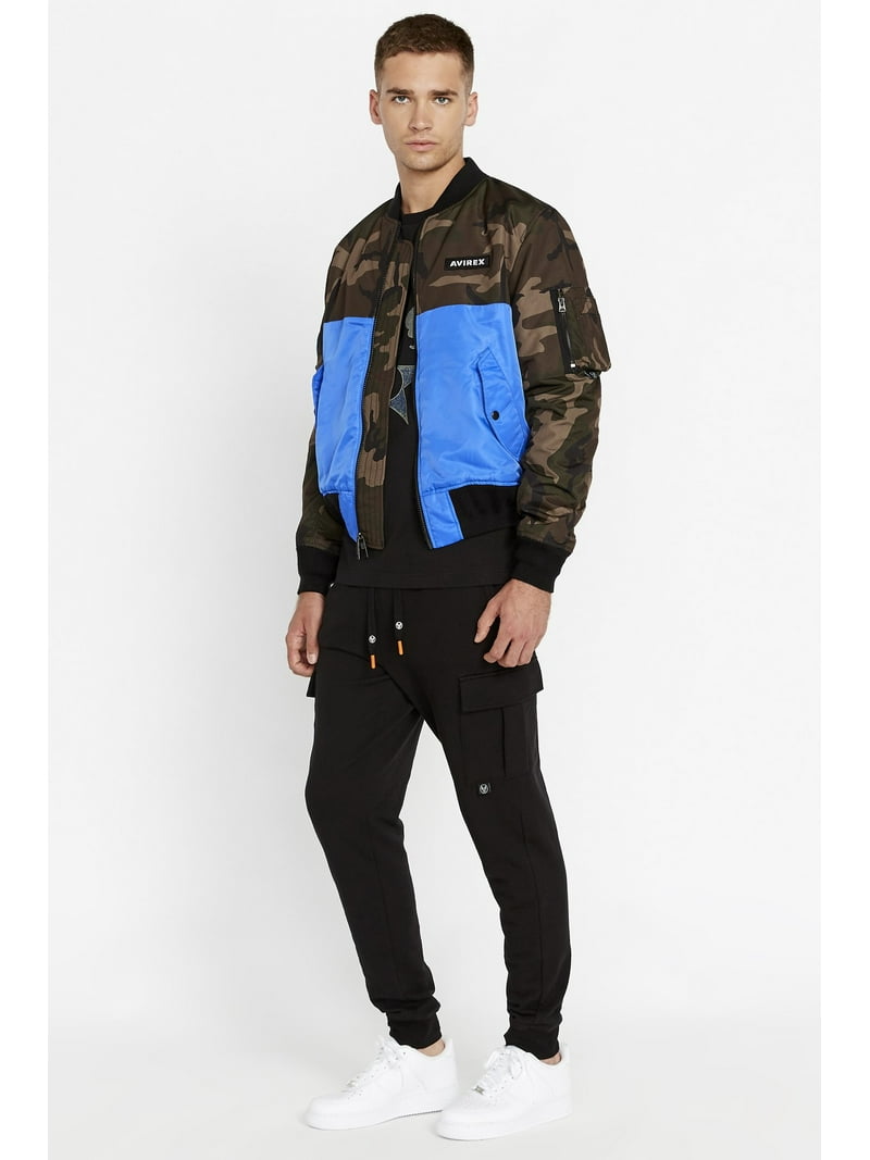 Avirex CAMO/ROYAL Color-Blocked MA-1 Bomber Jacket, US Large
