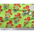 thumbnail image 3 of Soimoi Green Cotton Duck Fabric Leaves & Poppy Floral Print Fabric by the Yard 42 Inch Wide, 3 of 3