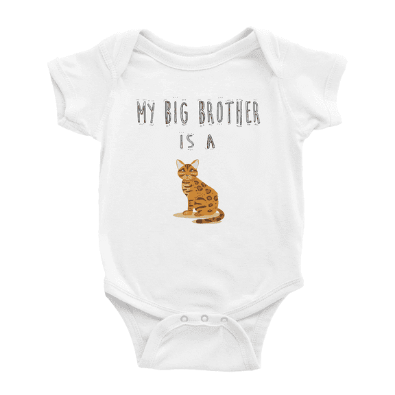 My Big Brother Is A Bengal Cat Cute Baby Bodysuit For Boy Girl