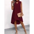 thumbnail image 5 of Women V-Neck Floral Printed A-Line Elegant Dresses Sleeveless Sundress Casual Boho Dress Wine Red L, 5 of 8