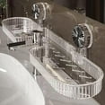 thumbnail image 1 of Luxorio Suction Bathroom Organizer, Shower Suction Organizer Rack Above Sink, No-Drill Wall-Mounted Shower Shelf, for Bathroom Kitchen Multipurpose Storage Shelfs (Transparent 2pc), 1 of 7