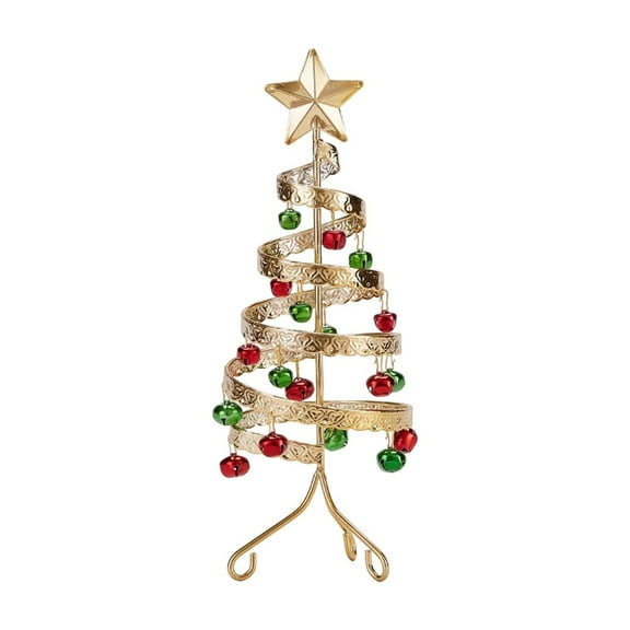 Christmas Tree Decorations, 11 Inch Christmas Ornament Display Tree Tabletop Metal Ornament Stand Holder Christmas Decorations for Home, Xmas Tree with Glittering Star, Christmas Table Decorations