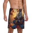 thumbnail image 2 of Balery Maple Leaf Meditating Squirrel Pantalones cortos de pijama de punto de algodón para hombre con cinturilla y bolsillos-3X-Large, 2 of 6