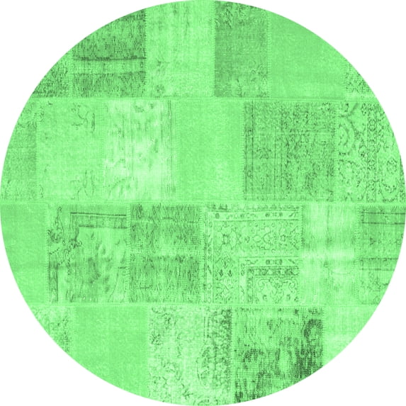 Ahgly Company Indoor Round Patchwork Emerald Green Transitional Area Rugs, 8' Round