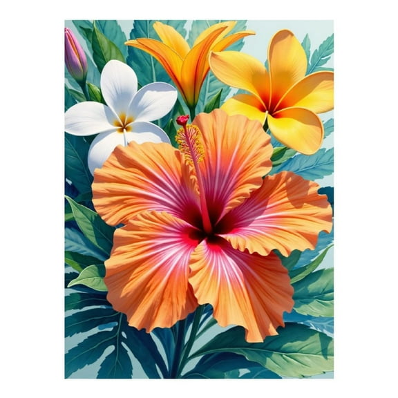 Diamond Art Kit for Adults, Vibrant Tropical Bloom Arrangement Diamond Painting for Adults Beginners, DIY Diamond Art Painting Kits, 5D Diamond Painting Crafts for Home Decor 12x16 Frameless