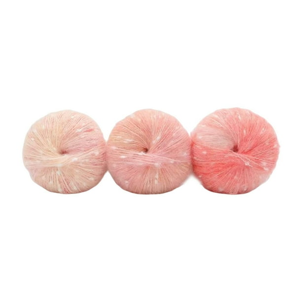 3 piezas de hilo de tejer, hilo de crochet, hilo elástico ligero para tejer Conjunto rosa