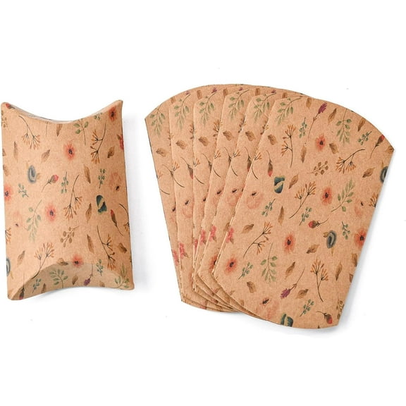 Paper Pillow Gift boxes Packaging boxes Party Favor Sweet Candy box Flower Pattern BurlyWood 9.9x5.5x0.1cm Finished Product: 8x5.5x2cm Paper