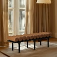 thumbnail image 2 of Meridian Furniture Landon Cognac Vegan Leather Bench, 2 of 17