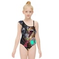 thumbnail image 3 of Gir Invader Zim One-Piece Swimsuit for Girls Adjustable One Shoulder Ruffled Swimwear Summer Beach Kids Bathing Suits Sizes 6-12Y, 3 of 7