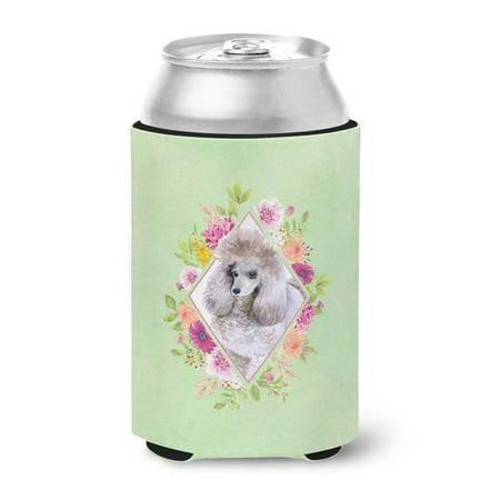 

Standard Grey Poodle Green Flowers Can or Bottle Hugger