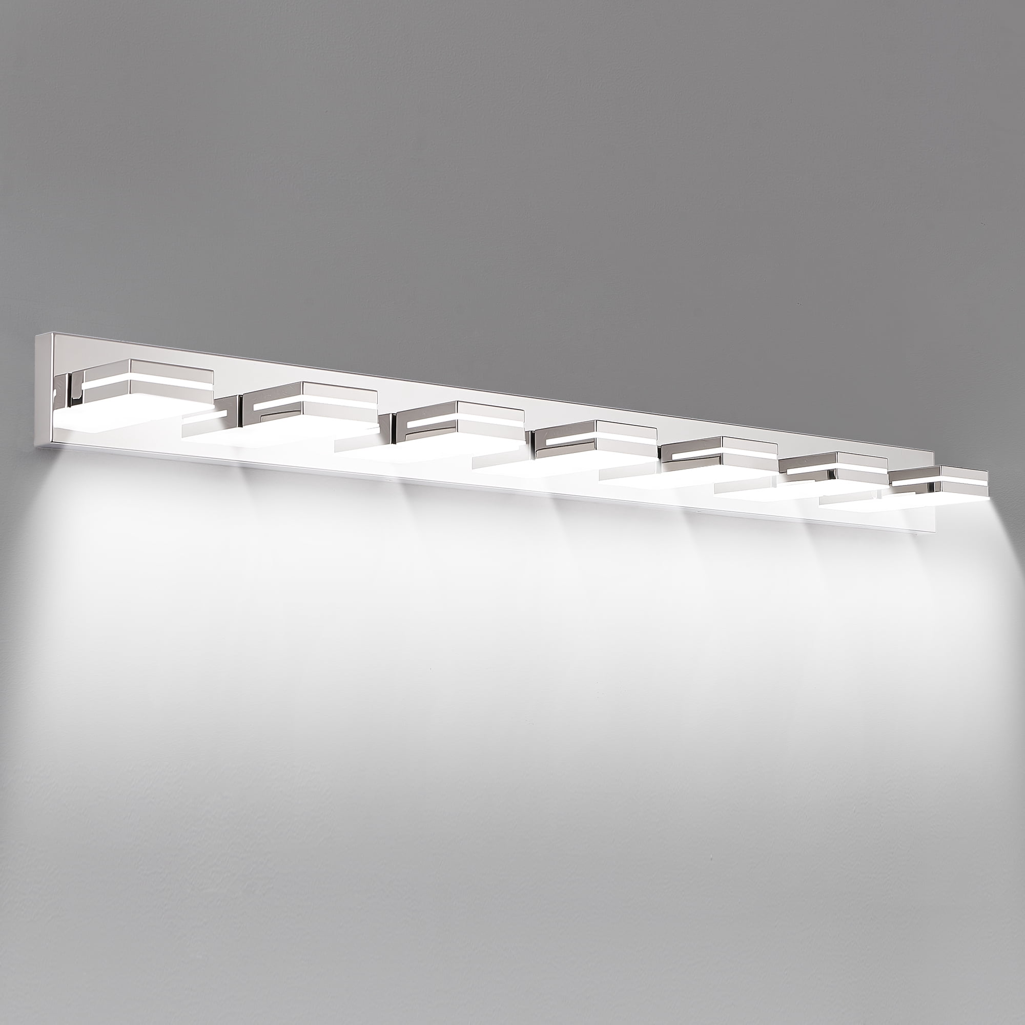 Leumius Modern 7-Light LED Vanity Light, Sleek Minimalist Design, Energy-Efficient, Easy to Install Wall Sconce for Mirror, Bathroom, Bedroom and Hallway Chrome