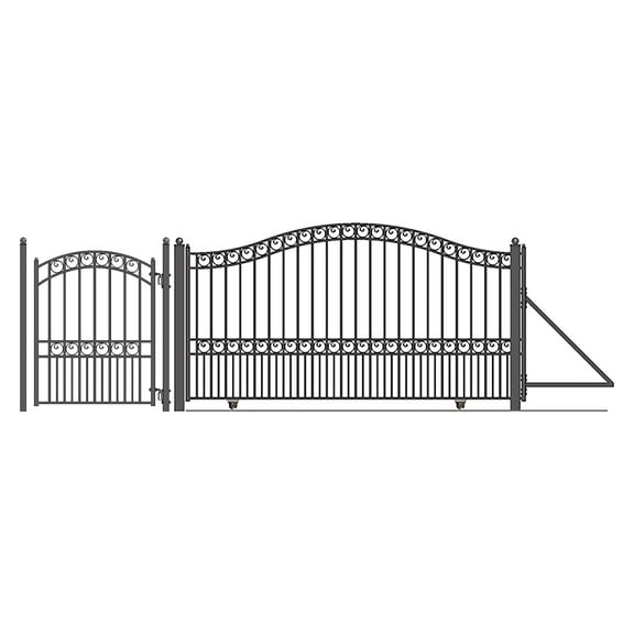 ALEKO Paris Style Steel Sliding Driveway Gate 18 feet with Pedestrian Gate