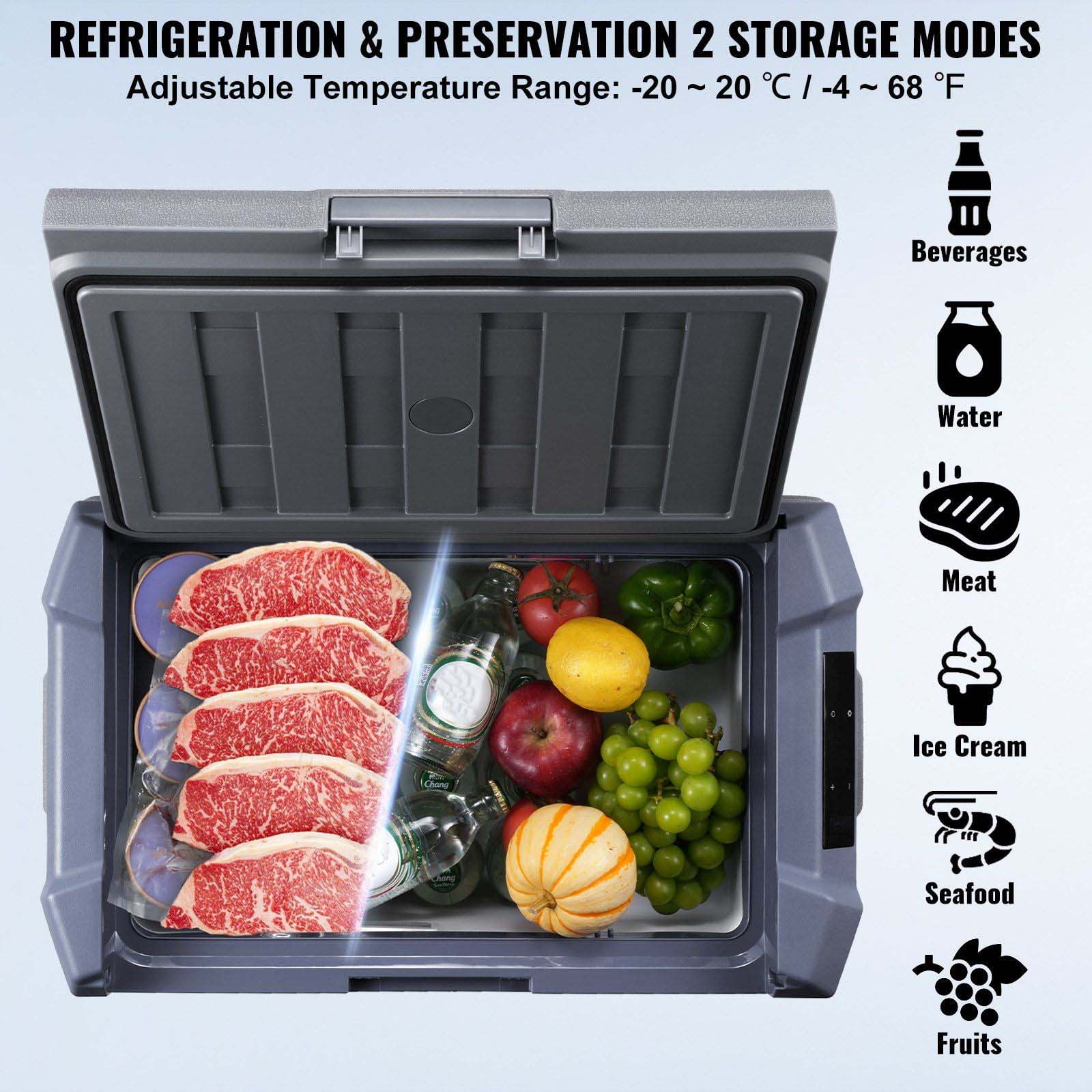 Car Refrigerator 15L, 12V Portable Fridge Freezer, -4 to 68°F Adjustable, Compressor Cooler for RV, Camping, Travel, 12/24V DC & AC