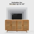 Boho Wooden Rattan Sideboard TV Stand 4 Doors Storage Credenzas